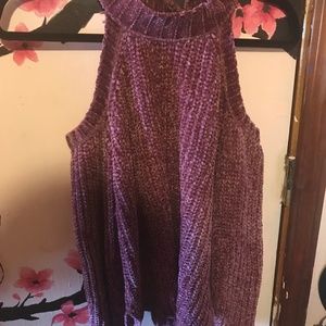 Adam Levine purple velvet knitted sweater